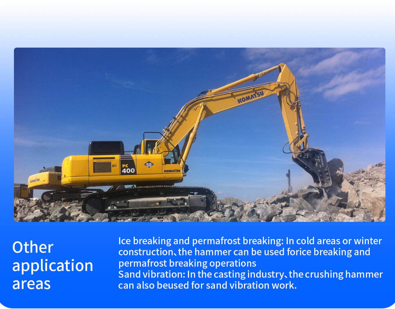 Artus hydraulic breakers application for breaking stone